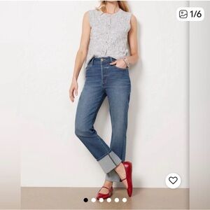 Evereve ever straight button fly cuffed jeans. Size 28. EUC slight high rise.